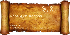 Weninger Kadosa névjegykártya